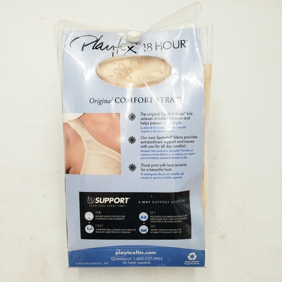 Playtex 18 Hr Bra 38D Ultimate Shoulder Comfort Natural Beige 4693 Wire Free - Picture 12 of 15